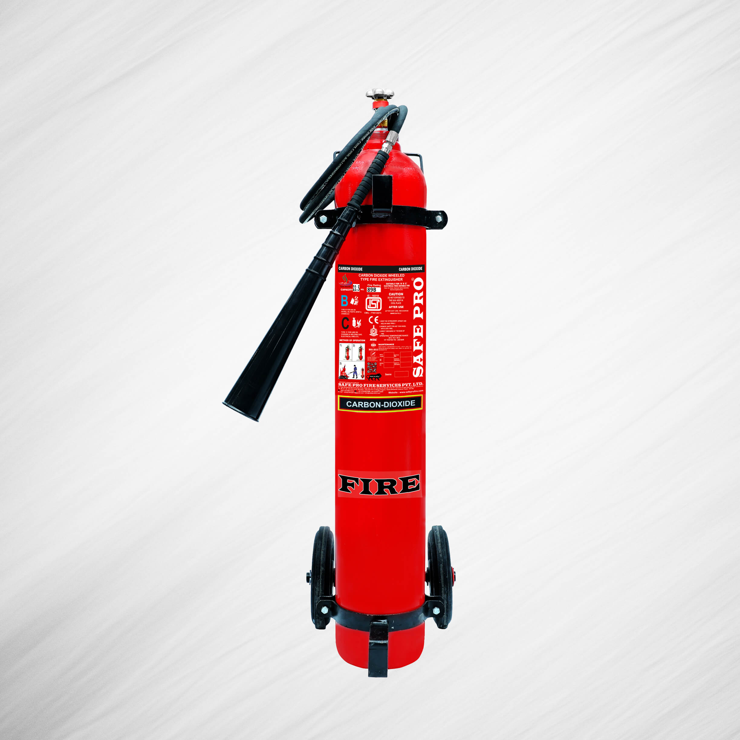 SAFEPRO 22 KG CO2 WHEELED TYPE FIRE EXTINGUISHER